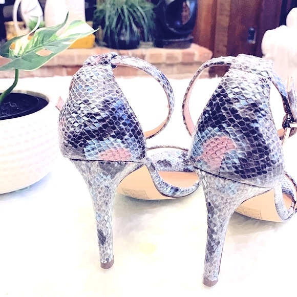 Snakeskin Print Ankle Strap Sandals - Picture 3 of 8